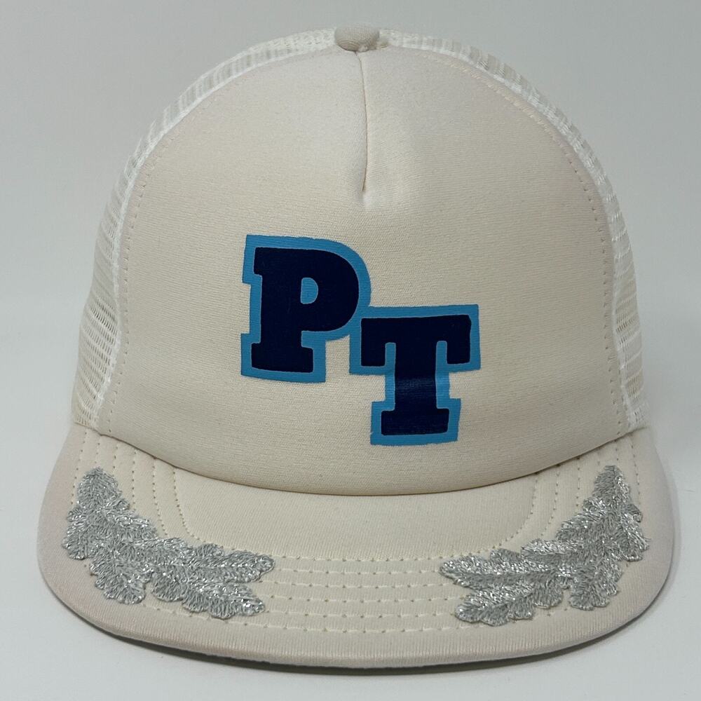 Vintage 80s PT Trucker Hat Baseball Cap Scrambled Eggs Leaves Snapback White